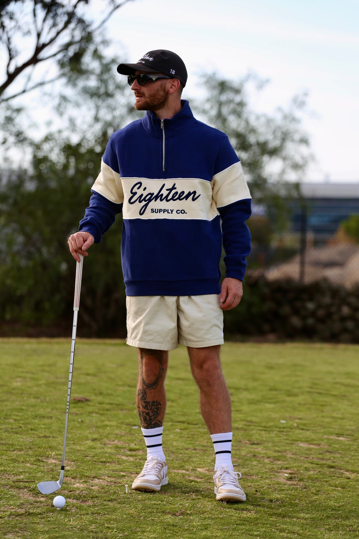 Heritage Quarter Zip in Clubhouse Navy, worn on the course